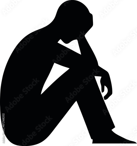 Depression sign silhouette solid black icon