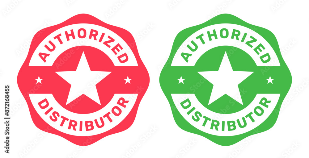 Authorized distributor stamp, reliable seller or trusted vendor seal, distributor emblem, vector Authorized distributor stamp, reliable seller or trusted vendor seal, distributor emblem, vector