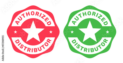 Authorized distributor stamp, reliable seller or trusted vendor seal, distributor emblem, vector