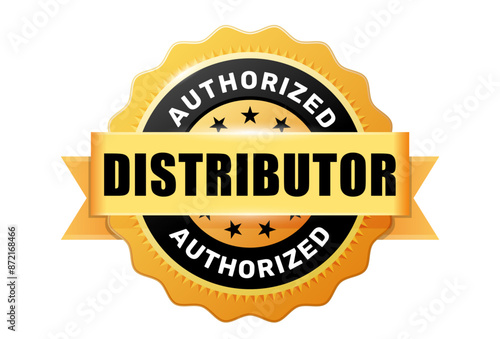 Authorized distributor medal, reliable seller or trusted vendor badge, distributor emblem, vector