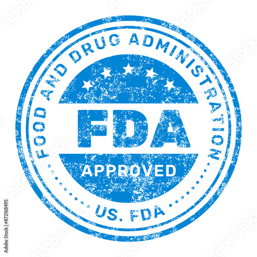FDA Approved stamp, Food and Drug Administration endorsement, quality symbol, vector