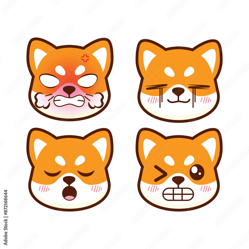 Vector set of cute shiba inu emoticon Vector set of cute shiba inu emoticon