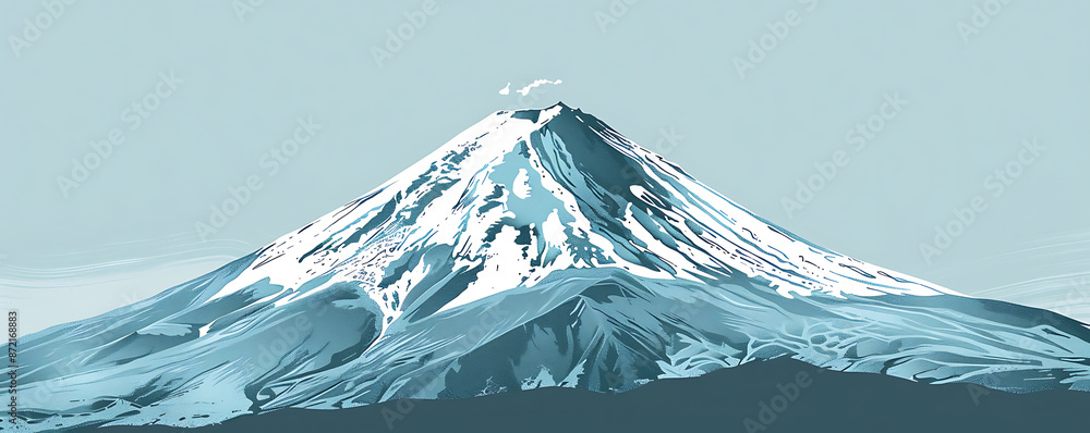 Obraz premium Mount Fuji Japan landscape mountain with snow blue background. 