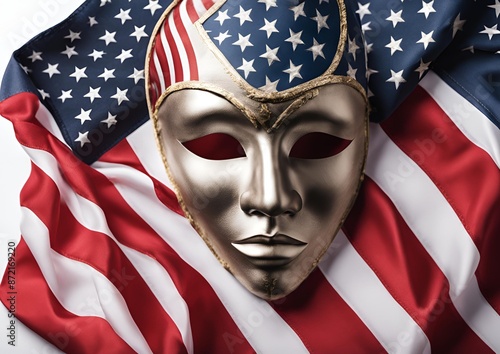 A mask with an American flag isolated on a white background photo