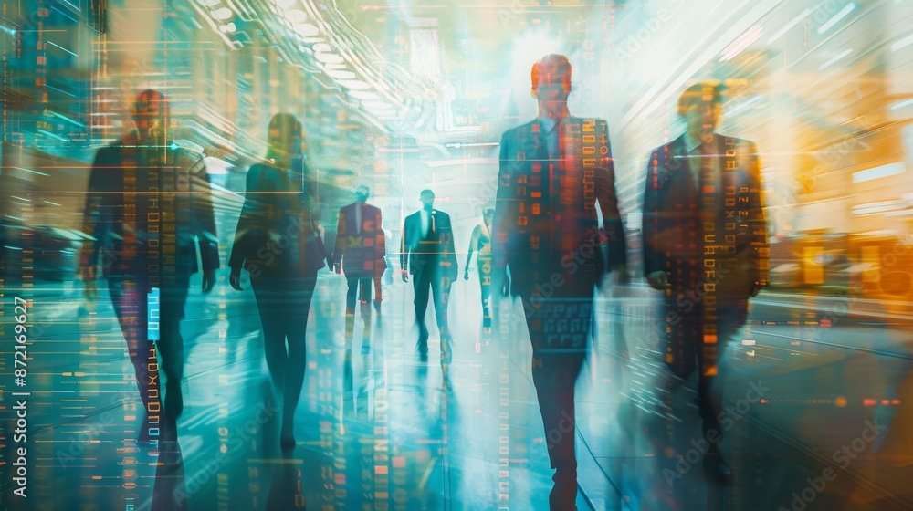 Fototapeta premium Business Professionals Walking in Modern Office