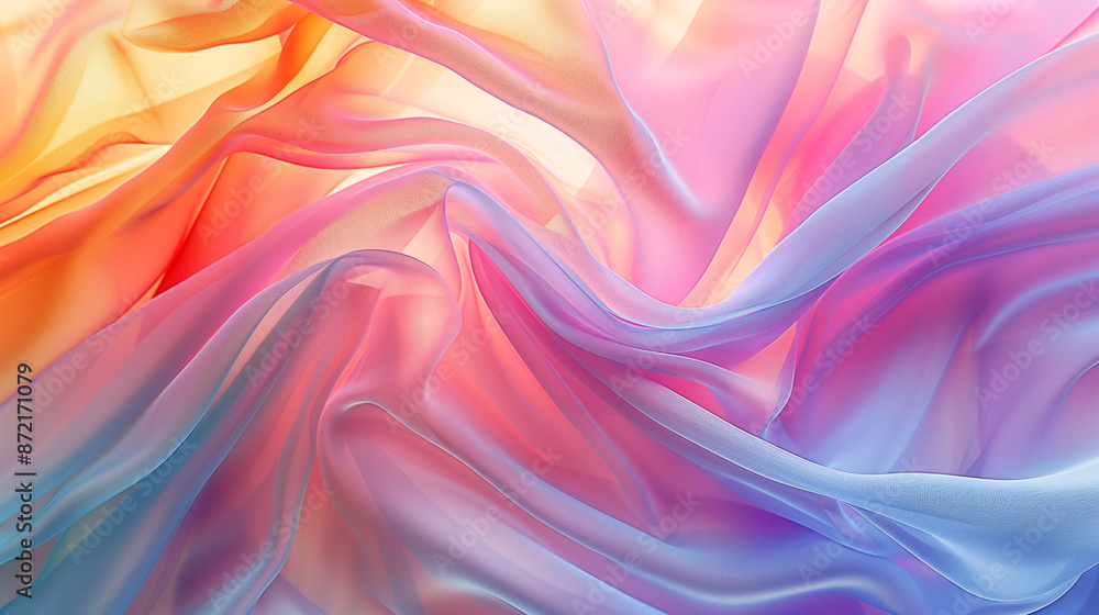 Fototapeta premium Tranquil Waves: Abstract Multicolored Fabric with Wavy Texture, Simple and Elegant for a Serene Backdrop