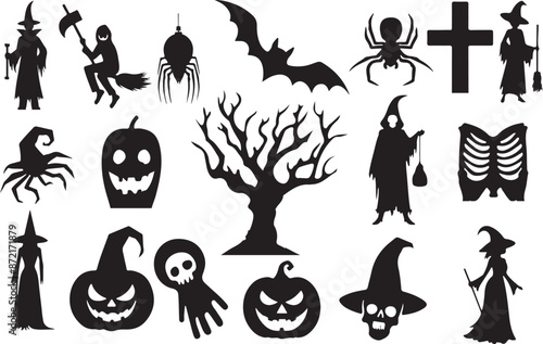 halloween silhouettes set