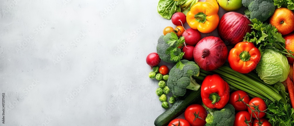 A pristine white backdrop showcases an assortment of various vegetables ..Or, if including specific types is necessary:..White background A pristine white backdrop showcases an assortment of various vegetables ..Or, if including specific types is necessary:..White background