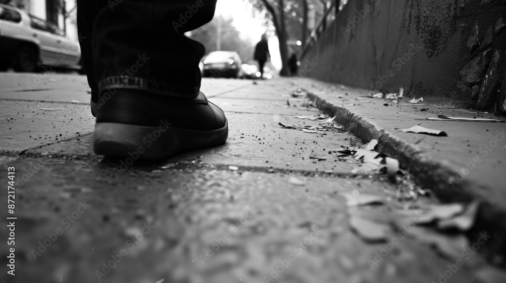 walking on the street in black and white walking on the street in black and white