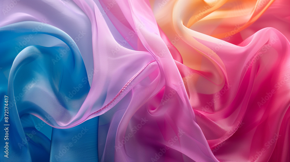 Obraz premium Soft Elegance: Abstract Multicolored Fabric with Wavy Texture, Providing a Visually Soft and Serene Background