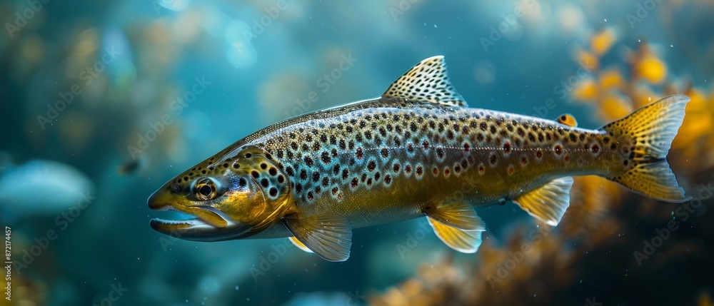 A tight shot of a fish swimming in water, surrounded by various fish in the background and a few in the foreground A tight shot of a fish swimming in water, surrounded by various fish in the background and a few in the foreground
