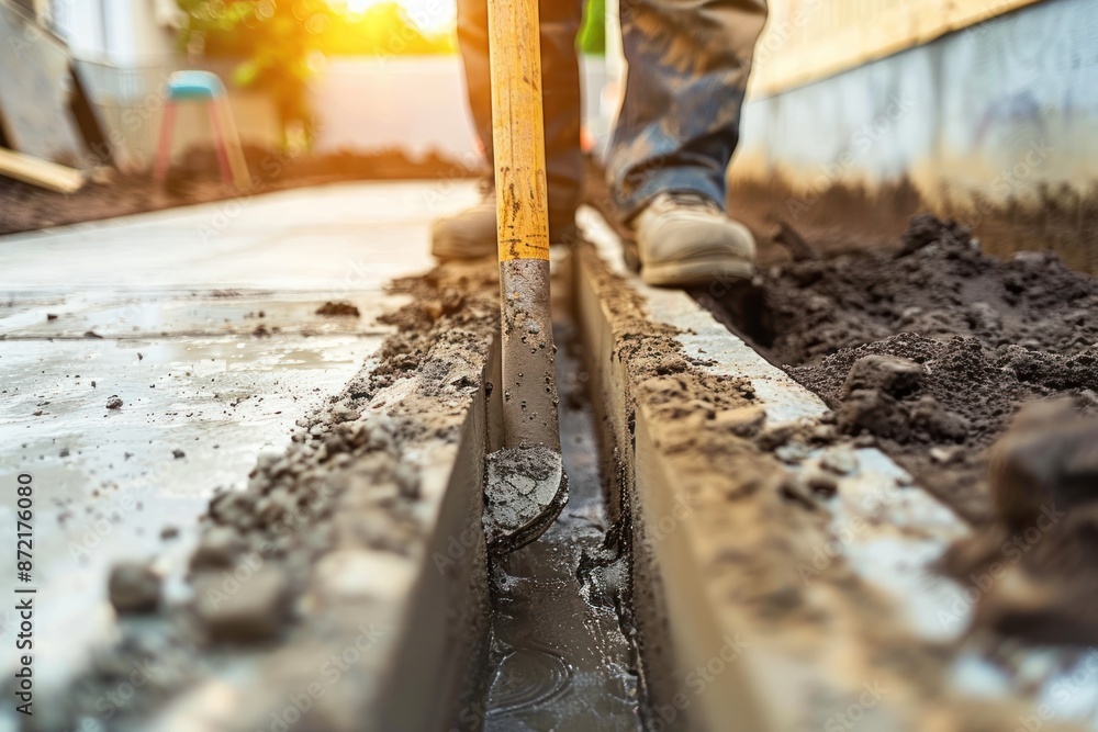 Building Contractor Supervising Foundation Preparation for a New Construction Project Building Contractor Supervising Foundation Preparation for a New Construction Project