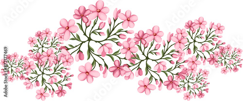 Blossom sakura tree for architectural floor plans. Entourage design. Various trees, bushes, and shrubs, top view for the landscape design plan. Vector illustration.