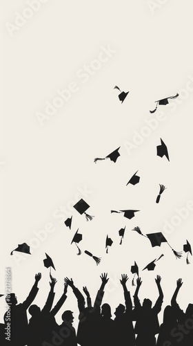 Wallpaper Mural A minimalist line drawing of a crowd cheering at a graduation ceremony Torontodigital.ca