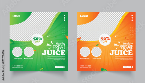 Food Social Media Post design. juice Menu design. set of food social media post or web banner template design. 