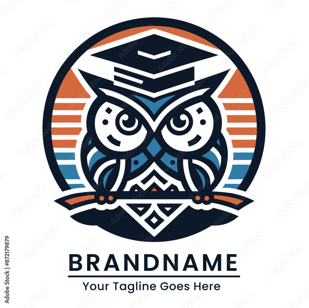 Naklejka premium Academic owl logo with graduation cap great for schools and educational branding