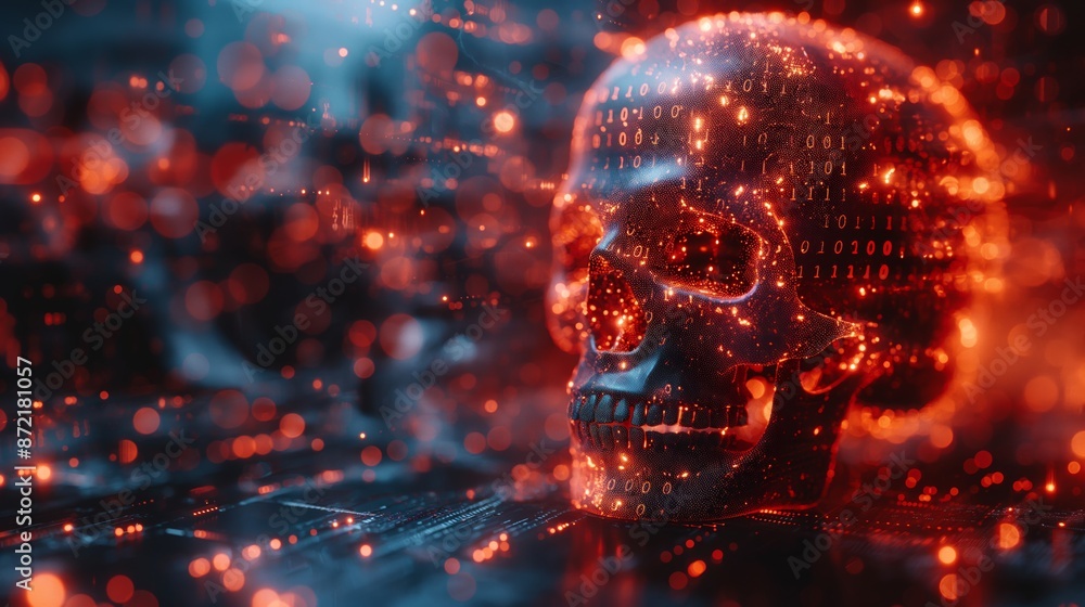 A digital skull glows amid a sea of red, representing the ominous nature of data breaches. A digital skull glows amid a sea of red, representing the ominous nature of data breaches.