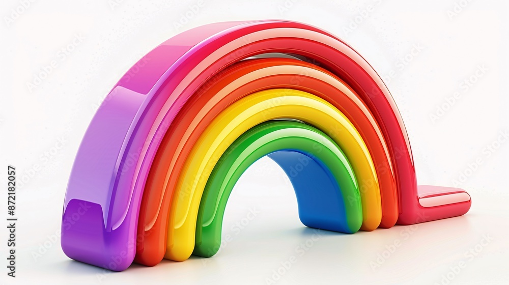 Fototapeta premium 3D colorful rainbow isolated on a white background.