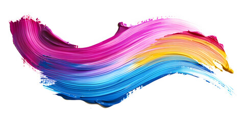 Multi-colored paint stroke on a white background