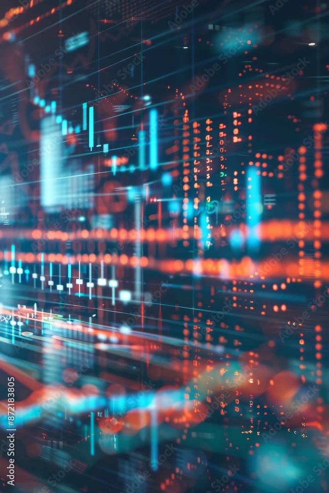 Obraz premium An abstract background with layers of data charts and graphs