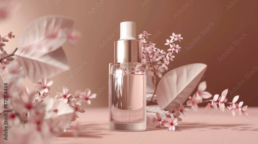 Serum bottle with pump, elegant design, deep nourishment, moisturizing and regenerating skincare Serum bottle with pump, elegant design, deep nourishment, moisturizing and regenerating skincare