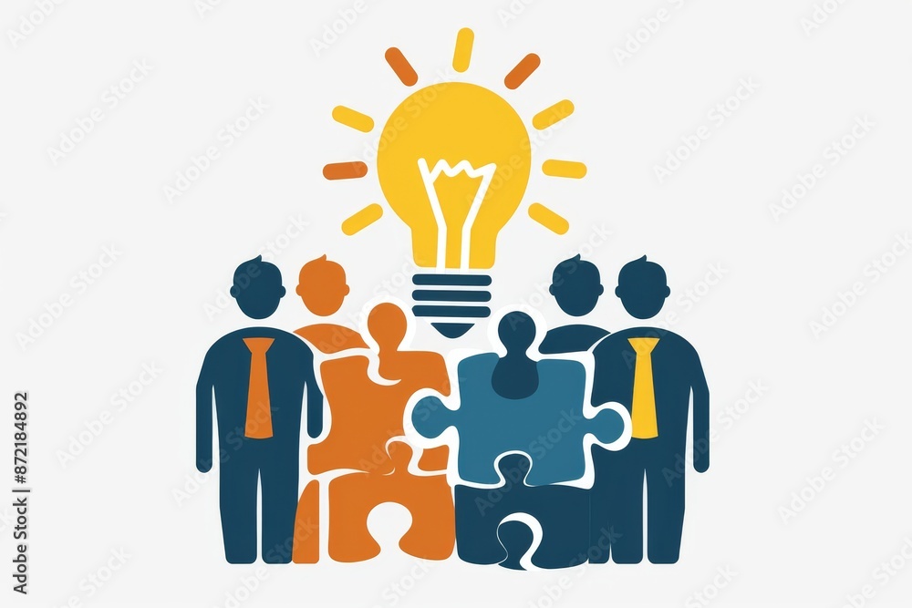 An icon depicting people with a puzzle piece and light bulb