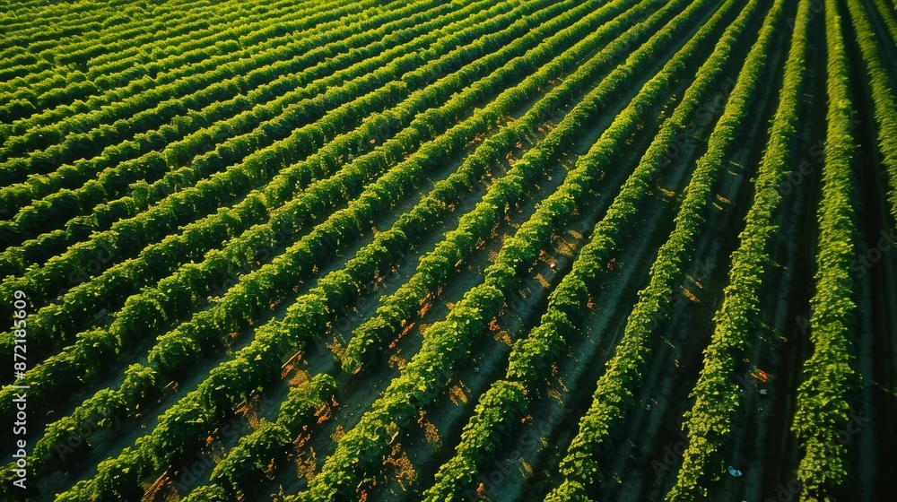 Aerial View of Cucumber Farm during Harvest Season - Agricultural Landscape with Neat Rows Patterns Aerial View of Cucumber Farm during Harvest Season - Agricultural Landscape with Neat Rows Patterns