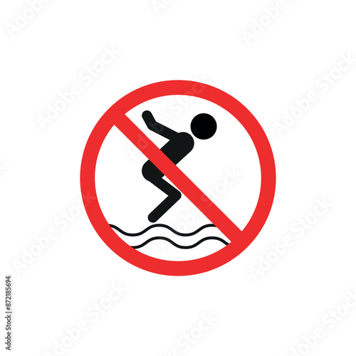 No Diving Safety Sign - Prohibition Symbol for Pools and Water Areas