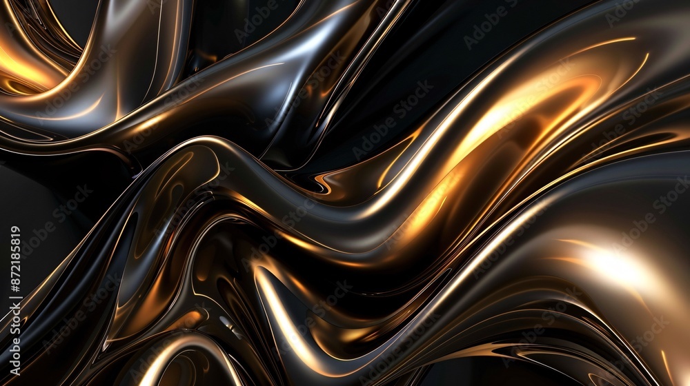 3D abstract wallpaper with a dark golden and black background. Golden wallpaper with a black and gold theme. 3D abstract wallpaper with a dark golden and black background. Golden wallpaper with a black and gold theme.