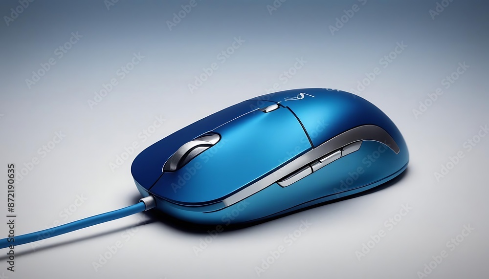 Sleek Electric Blue Wired Computer Mouse with Ergonomic Design Sleek Electric Blue Wired Computer Mouse with Ergonomic Design