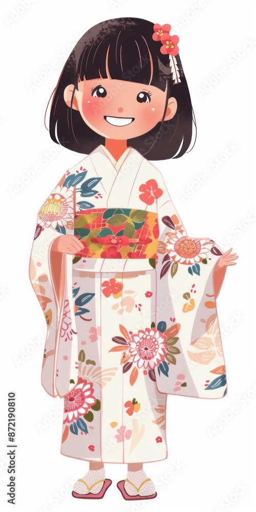 Asian girl in traditional Japanese yukata Asian girl in traditional Japanese yukata