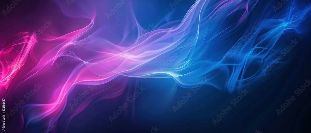 Obraz premium Abstract blue and purple smoke waves. AI.