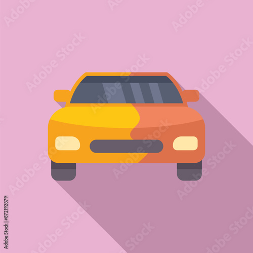 Car is changing its color from orange to yellow, showcasing a car painting service