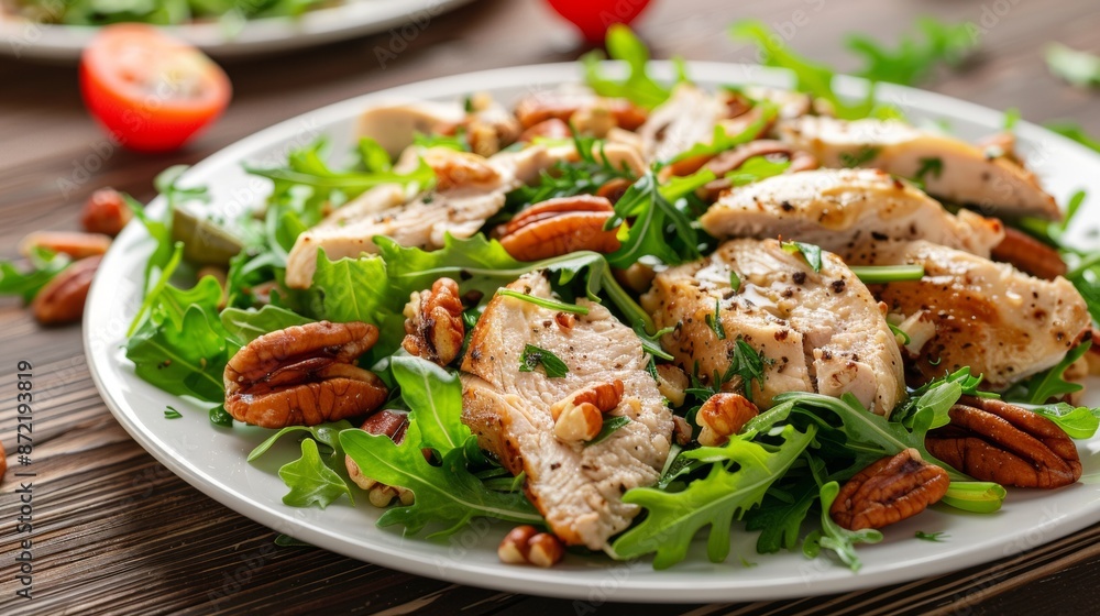 French cuisine. Chicken salad with tarragon, pecans. French cuisine. Chicken salad with tarragon, pecans.