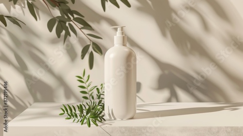 Sophisticated shampoo bottle, gentle even on sensitive scalp skin, nurturing sensitive scalp care © kitidach