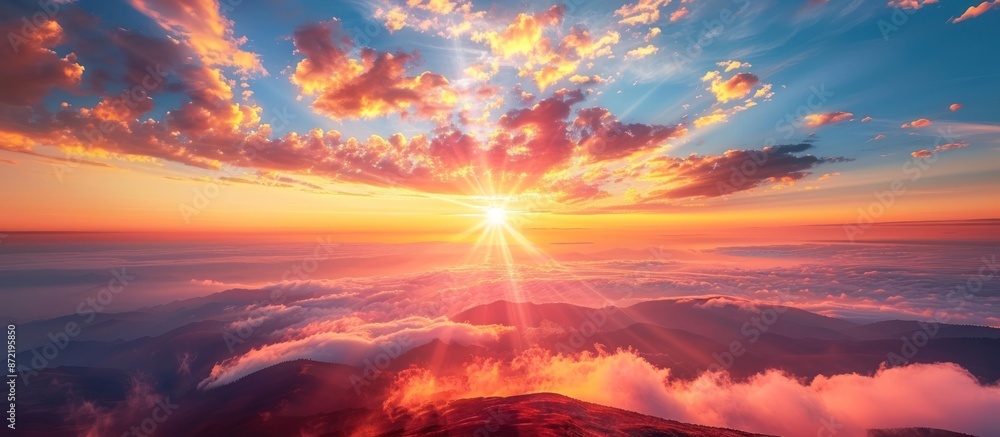 Sunrise above a Sea of Clouds with Mountains, Dramatic Sky with Colorful Clouds, Concept of Hope, New Beginnings, and Inspiration Sunrise above a Sea of Clouds with Mountains, Dramatic Sky with Colorful Clouds, Concept of Hope, New Beginnings, and Inspiration