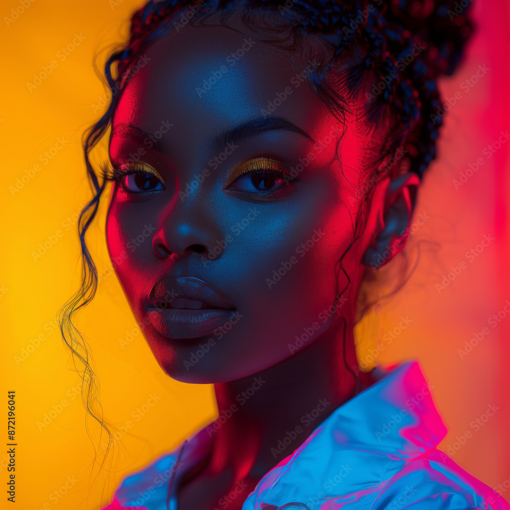 black woman in studio urban portrait in front of vivid colour background black woman in studio urban portrait in front of vivid colour background