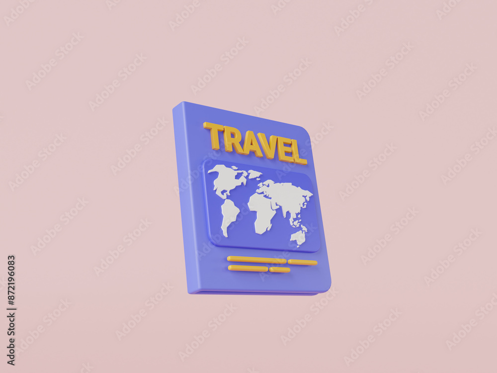 Travel guide location book icon. Map book, Travel journal, World map International, Travel object, Trip planning, Travel to World, Travel transport. Travel and tourism concept. 3d render illustration Travel guide location book icon. Map book, Travel journal, World map International, Travel object, Trip planning, Travel to World, Travel transport. Travel and tourism concept. 3d render illustration