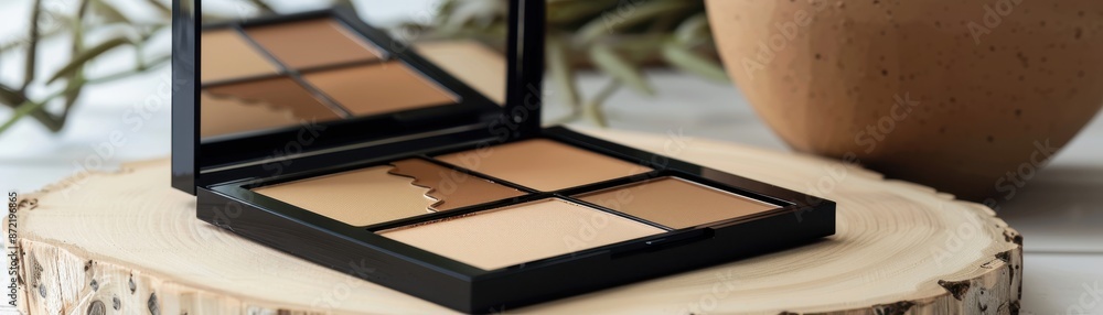 Contour palette open with mirror inside, professional look, slender and uplifted face, faceshaping makeup Contour palette open with mirror inside, professional look, slender and uplifted face, faceshaping makeup