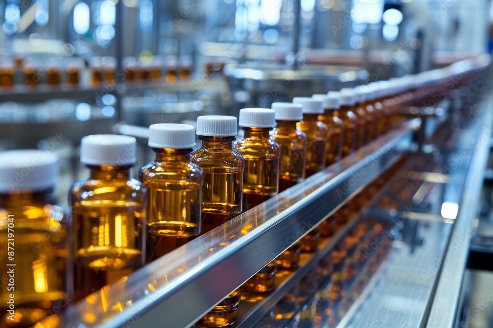 conveyor belt at a drug production plant conveyor belt at a drug production plant