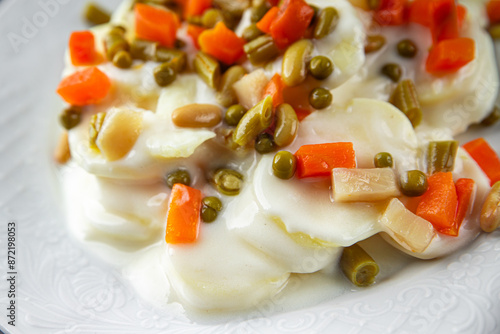 potato vegetables second course fresh meal food snack on the table copy space food background rustic top view vegetarian vegan food photo