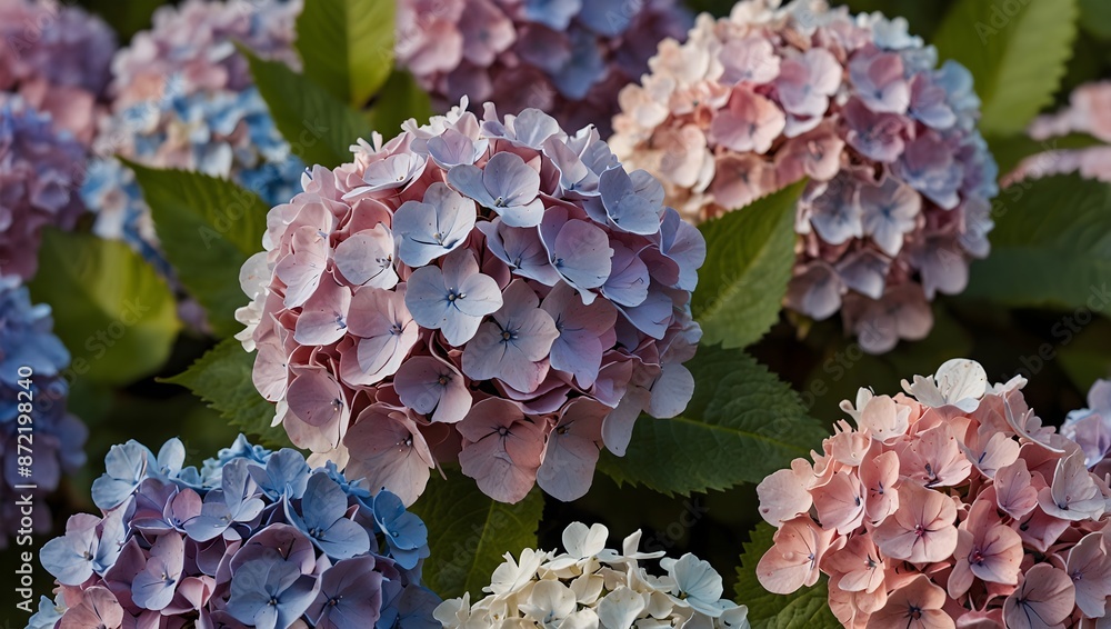 The delicate beauty of hydrangeas, their clusters of petals like clouds of color ai_generated The delicate beauty of hydrangeas, their clusters of petals like clouds of color ai_generated