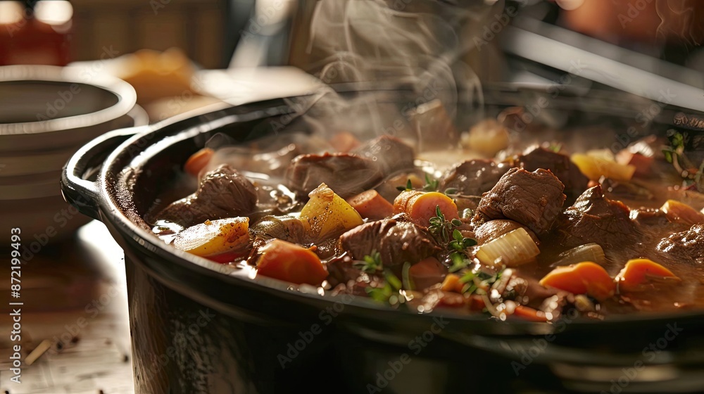 Beef stew hearty warmth comfort. Generative AI