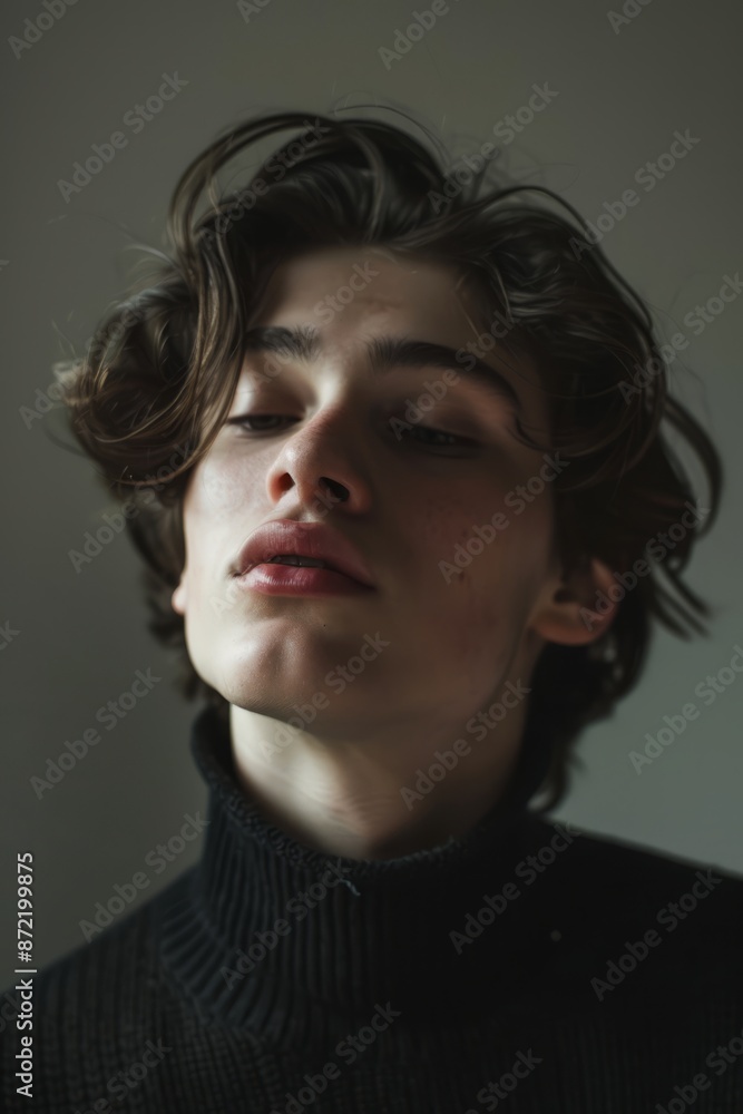 Portrait of a Young Person Reflecting Deep Emotions and Inner Struggles Portrait of a Young Person Reflecting Deep Emotions and Inner Struggles