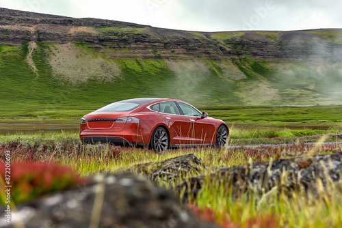 A streamlined electric car ...