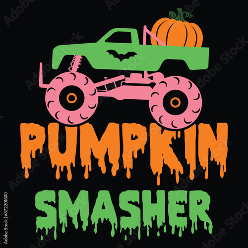 Obraz na plátne Pumpkin smasher Halloween shirt design