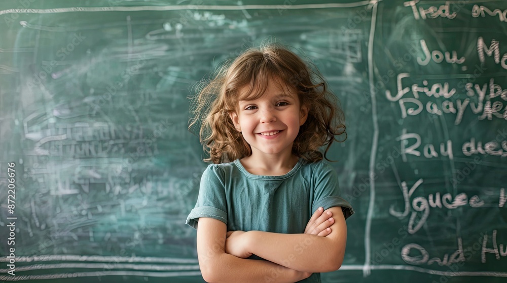 Joyful Child in Classic Classroom Setting Preparing to Create Masterpiece Joyful Child in Classic Classroom Setting Preparing to Create Masterpiece