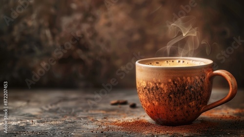 Wallpaper Mural Hot coffee in a ceramic mug on a rustic table. Torontodigital.ca