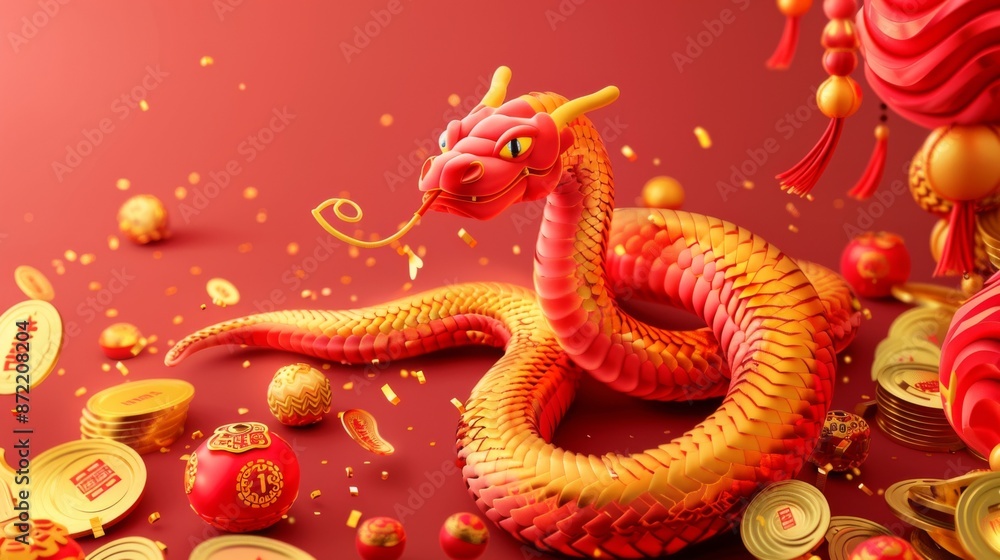 Obraz premium 2025 Chinese New Year, year of the Snake. Chinese zodiac