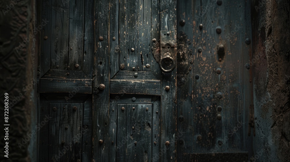 Old wooden door secrets. Generative AI Old wooden door secrets. Generative AI